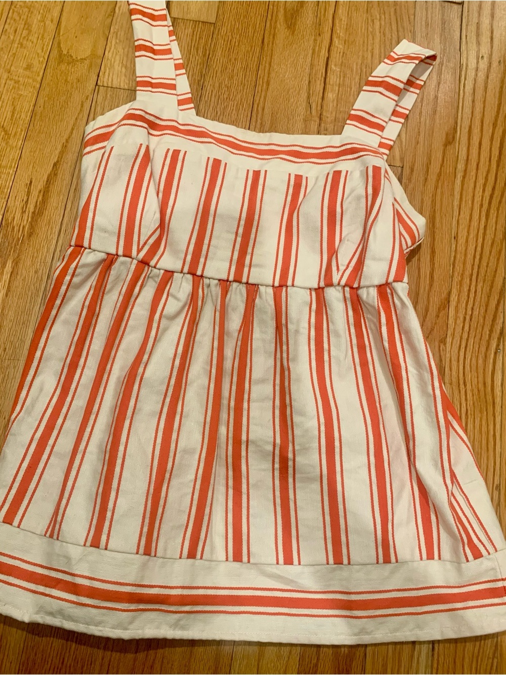 CAbi White and Coral Stripe Tank Top